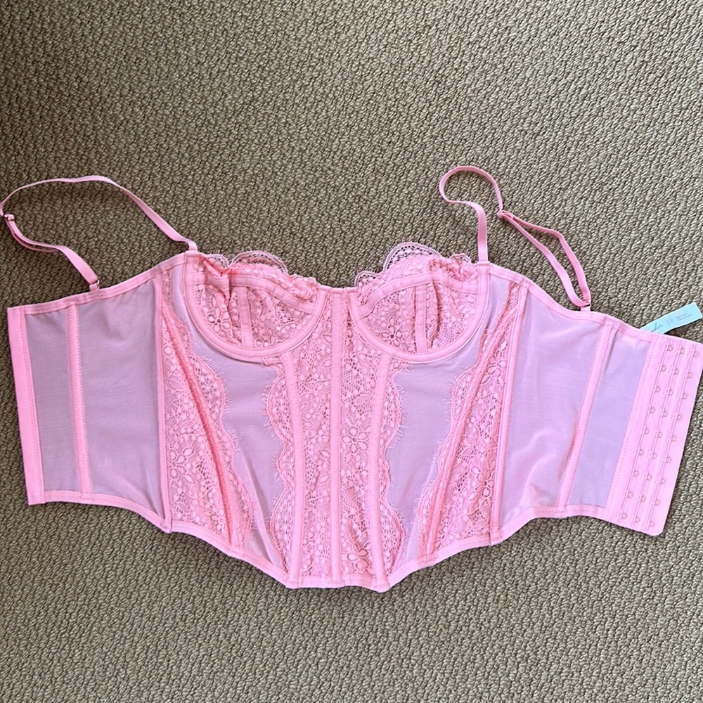 baby pink urban outfitters out from under modern love corset